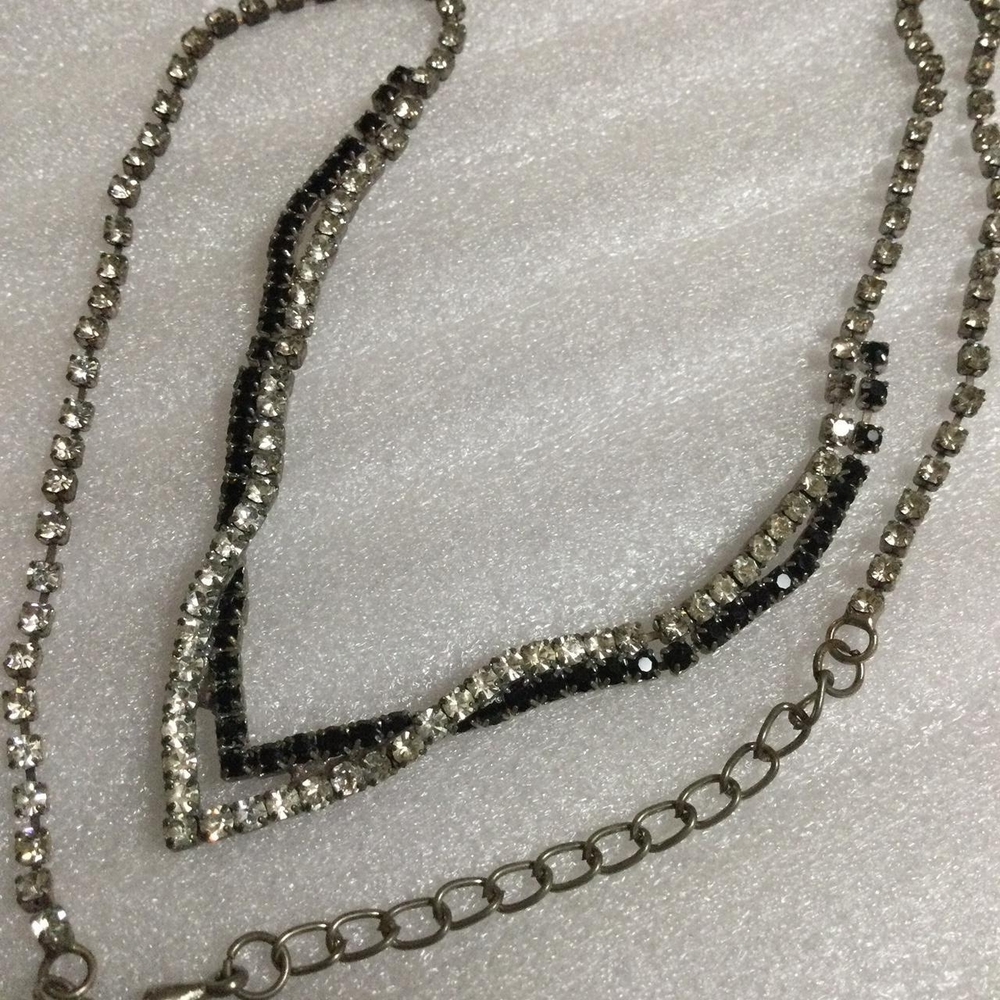 Rhinestone Silver and Black Necklace